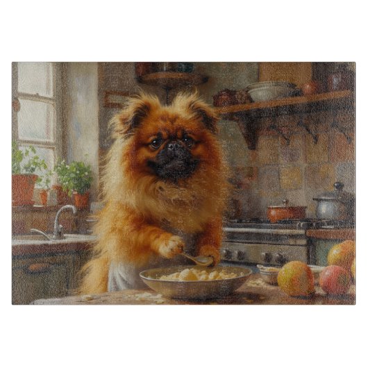 Pekingese Cooking in Kitchen カッティングボード (正面)