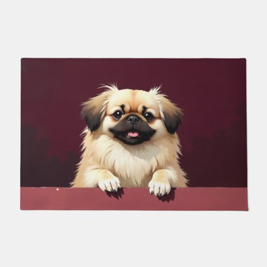 Pekingese Dog Doormat Art ドアマット (正面)