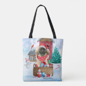 Pekingese Dog In snow Christmas Dog House トートバッグ (裏面)