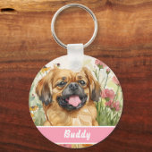 Pekingese Dog Tag – Custom Info キーホルダー (正面)