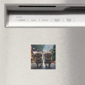 Pekingese Dogs Christmas Snow Holiday マグネット (インサイチュ (食洗機))