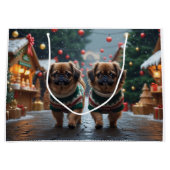 Pekingese Dogs Christmas Snow Holiday ラージペーパーバッグ (正面)