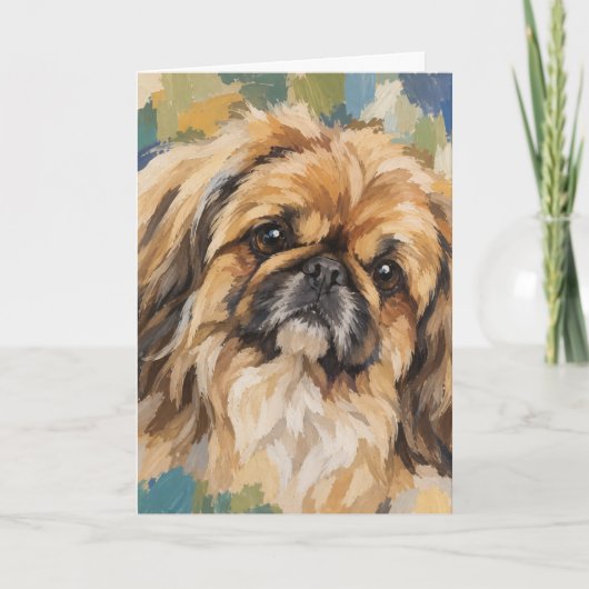 Pekingese Greeting Card | Pekingese Dog Lover Card カード (正面)