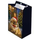 Pekingese Holiday  Card ミディアムペーパーバッグ (正面アングル)