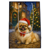 Pekingese Holiday  Card ミディアムペーパーバッグ (裏面)