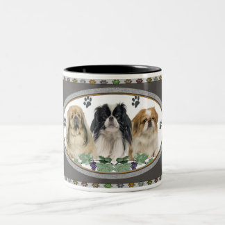 Pekingese Pawprintsのマグ ツートーンマグカップ