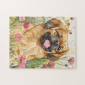 Pekingese Puzzle – Watercolor Dog Art ジグソーパズル (横)