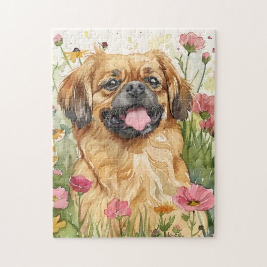 Pekingese Puzzle – Watercolor Dog Art ジグソーパズル (縦)