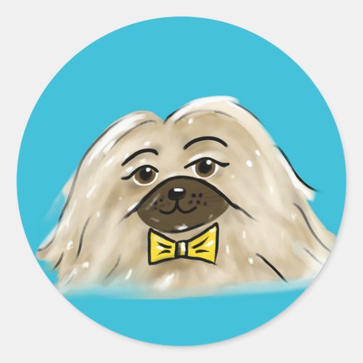 Pekingese Sticker ラウンドシール (正面)