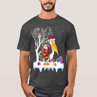 Pelican Bird Lover Xmas Gift Santa Riding Tシャツ