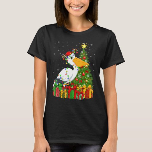 Pelican Bird   Xmas Holiday Santa Pelican Christma Tシャツ (正面)