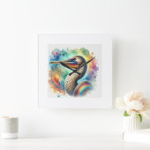 Pelican Eel 060724AREF118 - Watercolor スクエア壁時計 (ホーム)