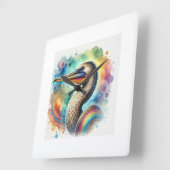 Pelican Eel 060724AREF118 - Watercolor スクエア壁時計 (傾斜)