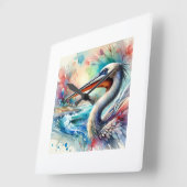 Pelican Eel Serenity 070824AREF136 - Watercolor スクエア壁時計 (傾斜)