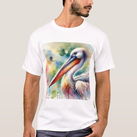 Pelican in Serenity 210724AREF108 - Watercolor Tシャツ (正面)