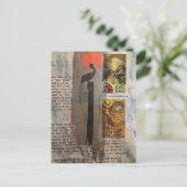 Pelican mixed media collage ポストカード (スタンド正面)