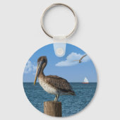 Pelican on a Post Keychain キーホルダー (正面)