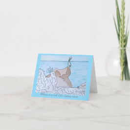 Pelican On a Rock 空白の Greeting Card サンキューカード