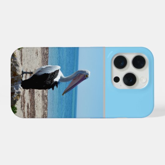 Pelican On Beach Rock, iPhoneケース (裏面横)