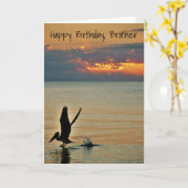 Pelican Take Off / Ocean Sunset / Brother Birthday カード (黄色い花)