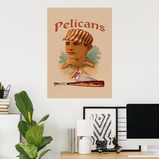 Pelicans Baseball Poster ポスター (ホームオフィス)