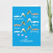 Pelicans in Meditation:  Blue-green Blank カード (正面)