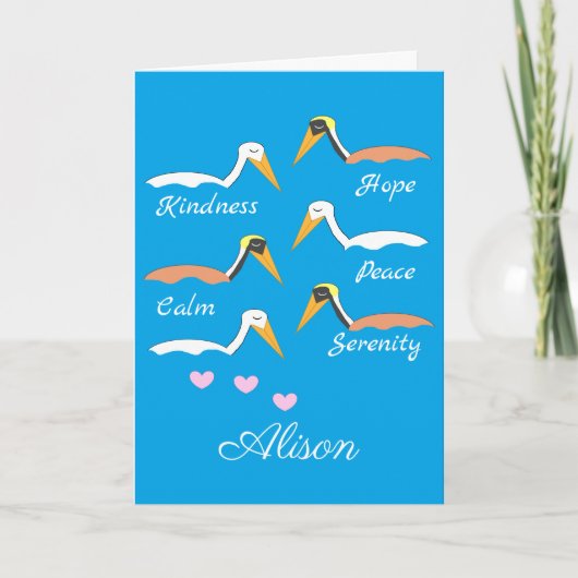 Pelicans in Meditation: Blue-green Blank カード (正面)