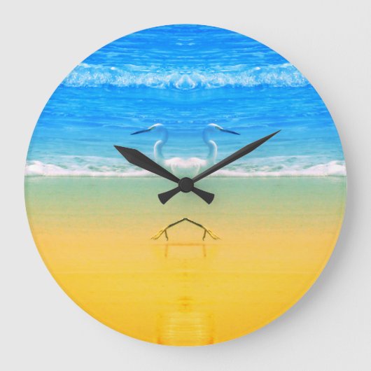 Pelicans Love On The Beach  ラージ壁時計 (正面)