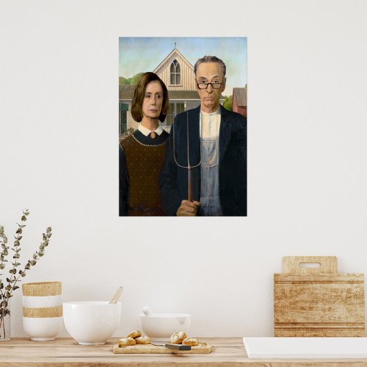 Pelosi and Schumer American Gothic ポスター (キッチン)