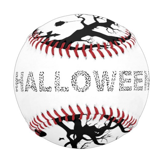 Pelota de Béisbol Halloween Castillo y Murciélagos 野球ボール (正面)