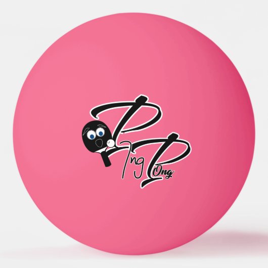 Pelota de ping pong con pala negra con cara 卓球ボール (正面)