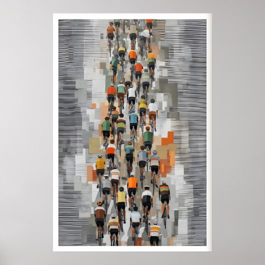 Peloton Bicycle Art Poster Muted Gray, Rhythmic ポスター (正面)