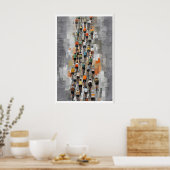 Peloton Bicycle Art Poster Muted Gray, Rhythmic ポスター (キッチン)