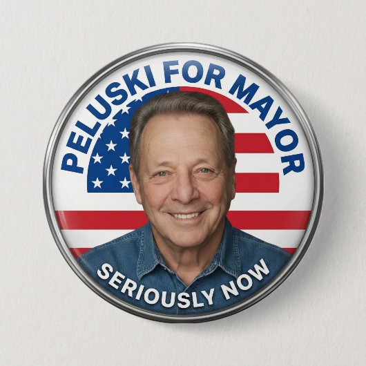 Peluski for Mayor Official Button 缶バッジ (正面)