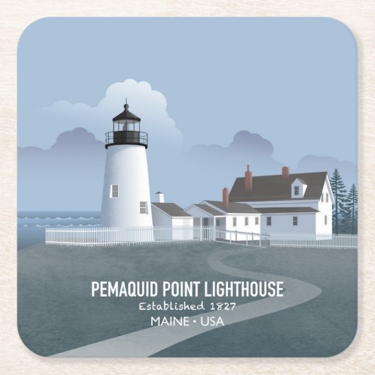 Pemaquid Point Lighthouse スクエアペーパーコースター (正面)