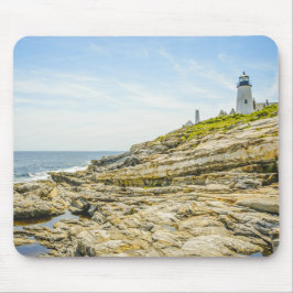 Pemaquid Point Maine Lighthouse and Ocean マウスパッド