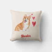 Pembrokeウェルシュコーギーカスタマイズ可能なペット名 クッション (正面)