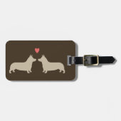 Pembrokeウェルシュコーギーシルエットとハート ラゲッジタグ (正面横)