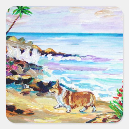 Pembrokeウェルシュコーギーシール スクエアシール (正面)