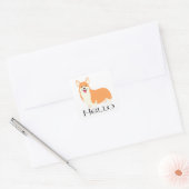 Pembrokeウェルシュコーギーハローパピードグマンガ スクエアシール (封筒)