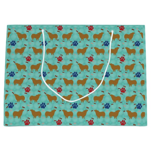 Pembrokeウェルシュコーギー影 ラージペーパーバッグ (正面)