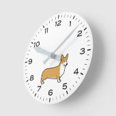 Pembrokeウェルシュコーギー（時間と分） ラウンド壁時計 (傾斜)