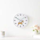 Pembrokeウェルシュコーギー（時間と分） ラウンド壁時計 (ホーム)