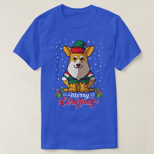 Pembroke Corgi Dog Greetsメリークリスマスサンタ Tシャツ (デザイン正面)