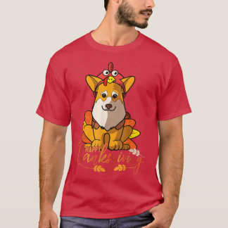 Pembroke Corgi Dog Greets Happy Thanksgiving Tシャツ