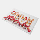 Pembroke Welsh Corgi Christmas Dress Santa Hat ドアマット (アングル)
