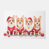 Pembroke Welsh Corgi Christmas Dress Santa Hat ドアマット (正面)