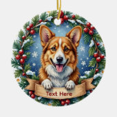 Pembroke Welsh Corgi Christmas Ornament セラミックオーナメント (正面)