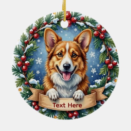 Pembroke Welsh Corgi Christmas Ornament セラミックオーナメント (裏面)