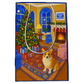 Pembroke Welsh Corgi Holiday ミディアムペーパーバッグ (正面)